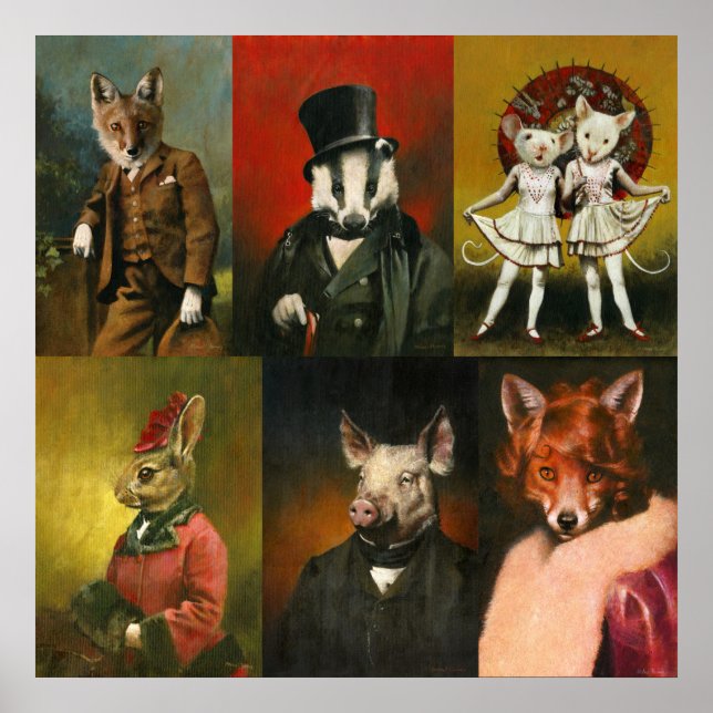 Vintage Nimals Clothed Poster (Frente)