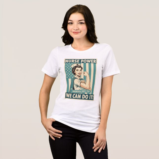 Vintage Nurse Poster T-Shirt (Frente Completa)