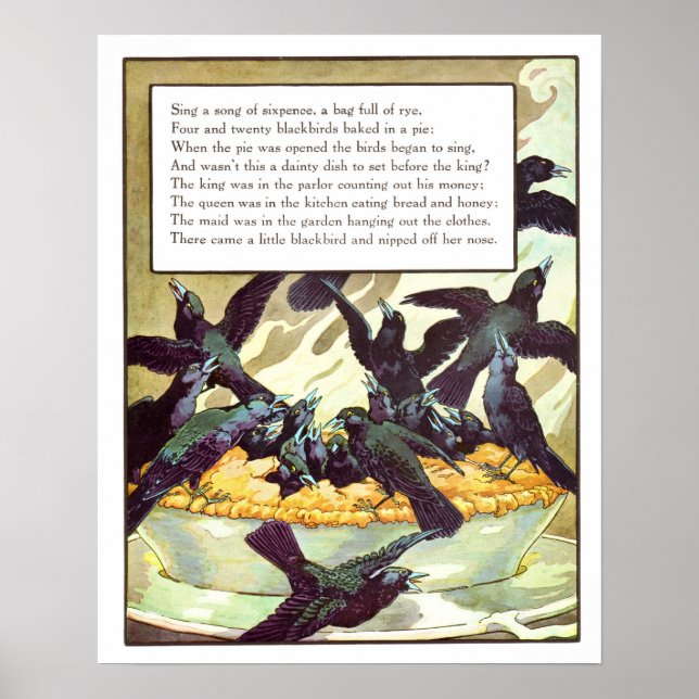 Vintage Nursery Impressão - Cante uma canção de 6  (Frente)