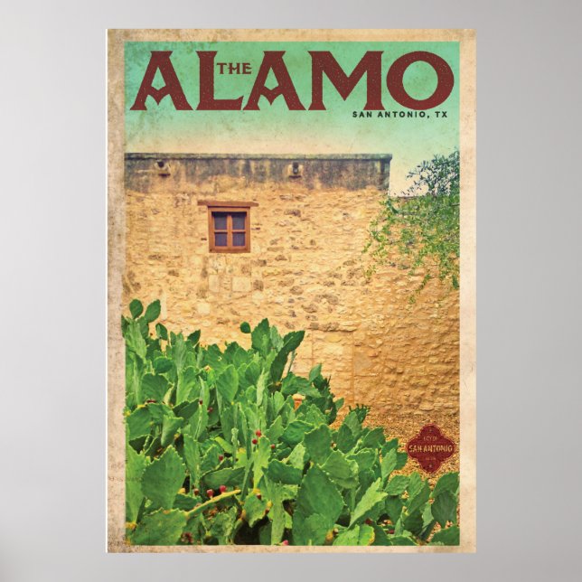 Vintage O Poster de viagens Alamo (Frente)
