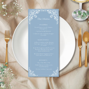 Vintage Old Money Dusty Blue Elegant Menu Casament