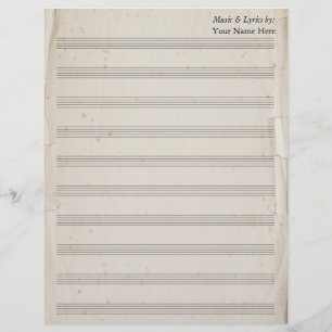 Vintage Old Torn Vazio Sheet Music 10 Stave