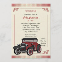 Vintage Olha Carro Antiquado Convite de Aniversári