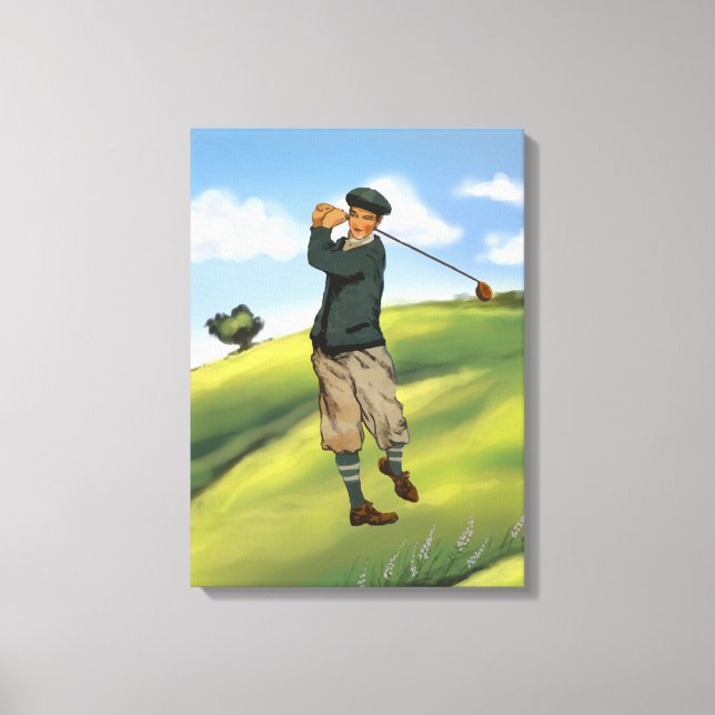 Vintage olha Golfer canvas de Golfe (Frente)