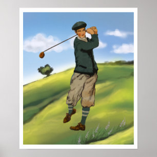 Vintage olha Golfer Golf Impressão