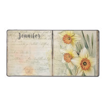 Vintage olha os daffodils e o script. Nome editáve