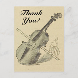 Vintage Olhe Violin + "Obrigado!" Cartão Postal
