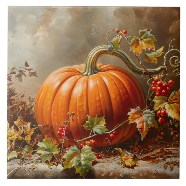Vintage Orange Pumpkin Painting (Frente)