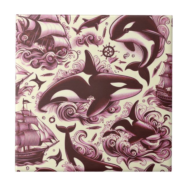 Vintage Orca Náutica Sem Costura (Frente)