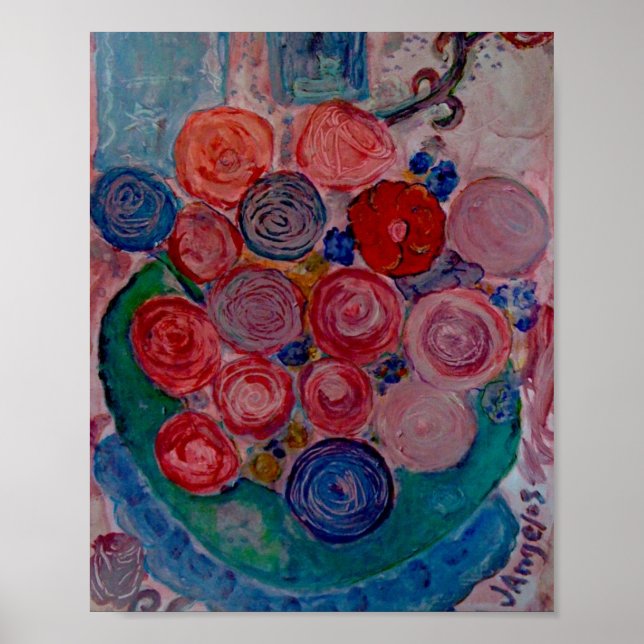 Vintage Original Impressão Flores Mesa Janela de G (Frente)