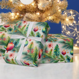 Vintage ornamentos Papel de embrulho de Natal