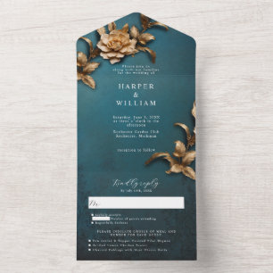 Vintage ouro foliage rsvp anexado