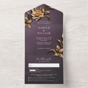 Vintage ouro foliage rsvp anexado