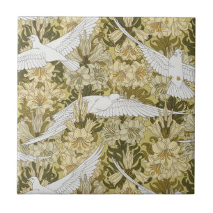 Vintage padrão floral Dove & Lily em verde sálvia
