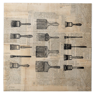 Vintage Paintbrushes Paint Paint Impressão