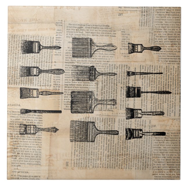 Vintage Paintbrushes Paint Paint Impressão (Frente)