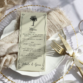 Vintage Palm Tree Elegant Weding Menu