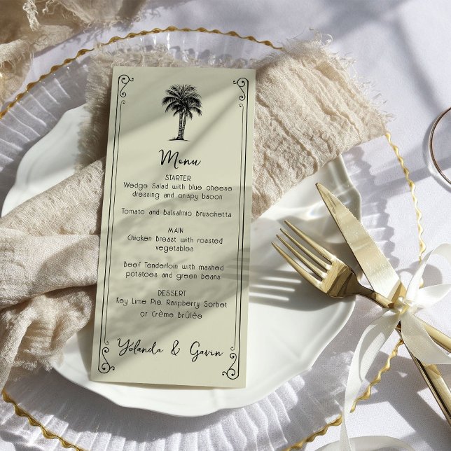 Vintage Palm Tree Elegant Weding Menu (Wedding Menu - from my Vintage Palm Wedding Collection
)