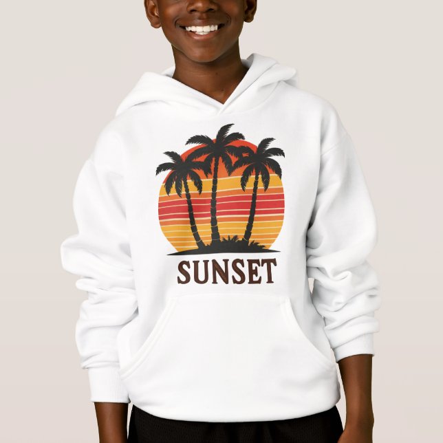 Vintage Palm Tree Sunset Retro Aestético (Frente)