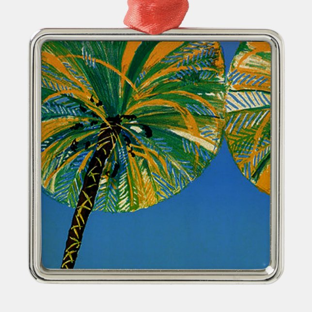 Vintage Palm Trees Cote D'Azur Ornamento (Frente)