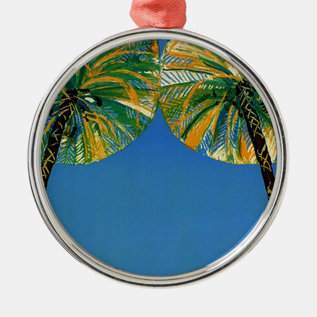 Vintage Palm Trees Cote D'Azur Ornamento (Frente)