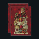 Vintage Papais noeis Cantando Música de Natal<br><div class="desc">Vintage Papai Noel tocando violino Papai Noel está se divertindo excelente nesta reprodução de um cartão de natal vintage. Ele está tocando violino enquanto as duas crianças à sua frente estão segurando uma vela, lendo a partitura, cantando junto com uma maravilhosa canção de Natal. Aos seus pés está um cheio...</div>