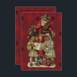 Vintage Papais noeis Cantando Música de Natal<br><div class="desc">Vintage Papai Noel tocando violino Papai Noel está se divertindo excelente nesta reprodução de um cartão de natal vintage. Ele está tocando violino enquanto as duas crianças à sua frente estão segurando uma vela, lendo a partitura, cantando junto com uma maravilhosa canção de Natal. Aos seus pés está um cheio...</div>