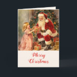 Vintage Papais noeis e Cartão de Natal para Crianç<br><div class="desc">Papais noeis chegaram na véspera de Natal com presentes maravilhosos para esta encantadora garotinha nesta pintura antiga. Ele retrata um encantador cenário em aquarelas com Papais noeis sorridentes em seu terno vermelho clássico e a adorável criança em um vestido rosa festivo. Uma árvore de Natal tradicional e presentes coloridos envoltos...</div>