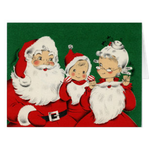 Vintage Papais noeis Família Natal Grande Cartão