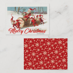 Vintage Papais noeis Gnomos Elves Feliz Cartão de