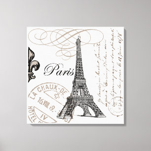 Vintage Paris Eiffel Tower esticou a canvas