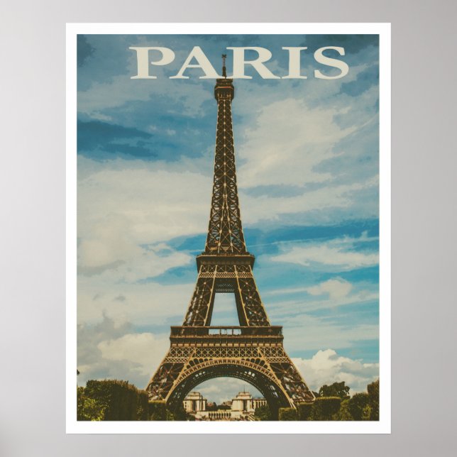 Vintage Paris Eiffel Tower Poster (Frente)