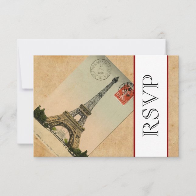 Vintage Paris Eiffel Tower RSVP (Frente)