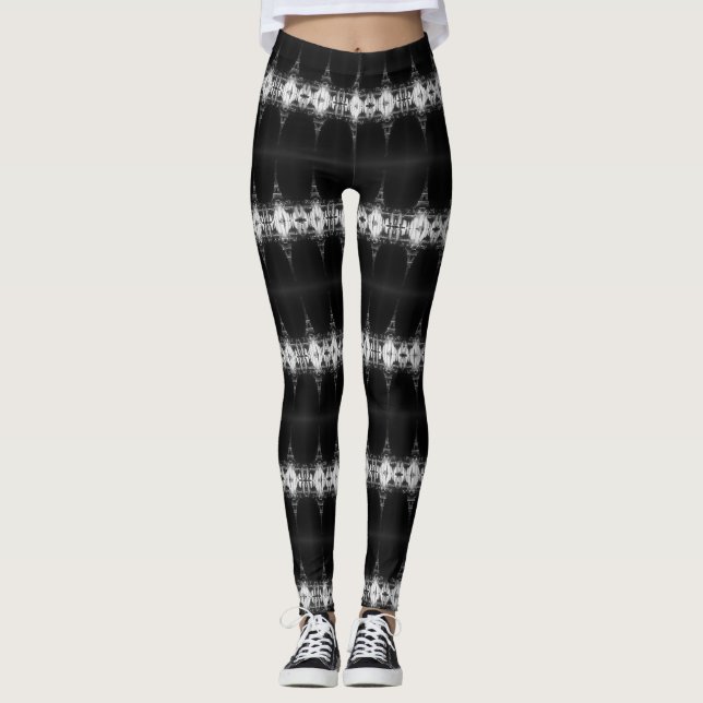 Vintage Paris Fontain Tower Eiffel Noite Leggings (Frente)