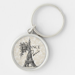 Vintage Paris França Eiffel Tower chaveiro