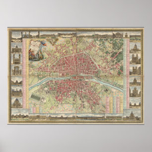 Vintage Paris Map Poster