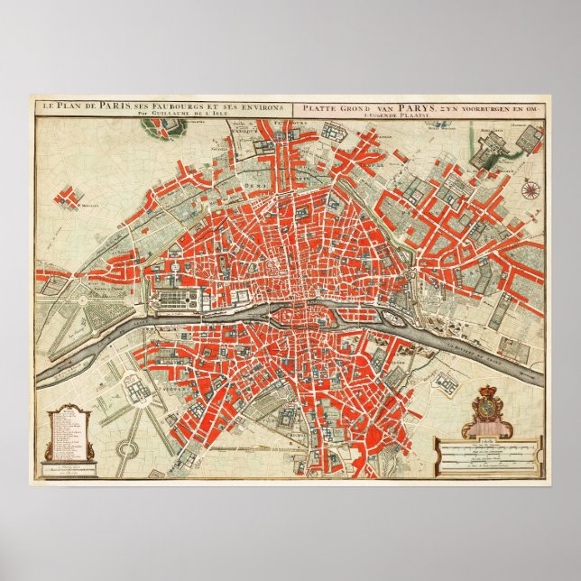Vintage Paris Map Poster (Frente)
