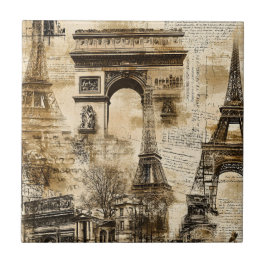 Vintage Paris Pattern – Eiffel Tower Landmarks