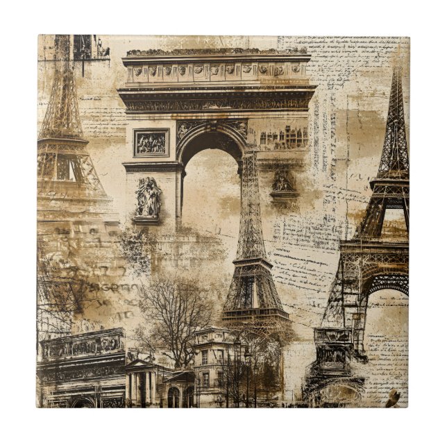 Vintage Paris Pattern – Eiffel Tower Landmarks (Frente)