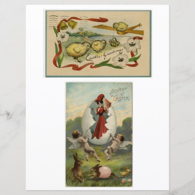 Vintage Páscoa Saudações Scrapbook Paper Three (Frente)