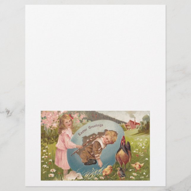 Vintage Páscoa Victorian Girl & Boy (Frente)