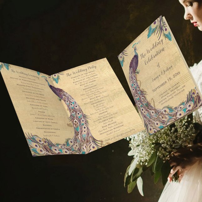 Vintage Peacock Eggplant Purple Teal Blue (Criador carregado)