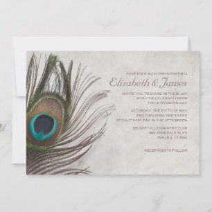 Vintage Peacock Feenas Convites de Casamento