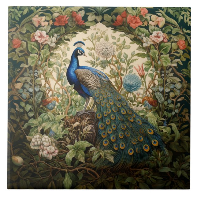 Vintage Peacock num Jardim William Morris (Frente)