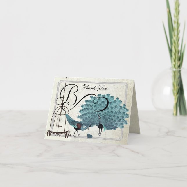 Vintage Peacocks - Convites para Casamento de Gaio (Frente)