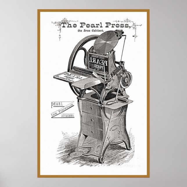 Vintage Pearl letterpress anunciando poster (Frente)