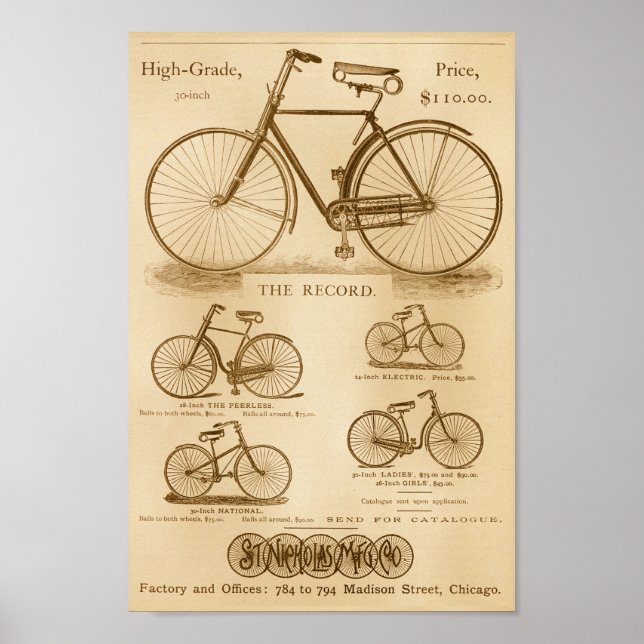 Vintage Peerless Bicicletas Ad Art Poster (Frente)