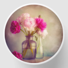 Vintage Peony Buquê em Vaso de Vidro