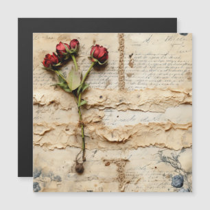 Vintage - Pergaminho - Carta de Amor com Flores (2