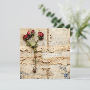 Vintage - Pergaminho - Carta de Amor com Flores (2